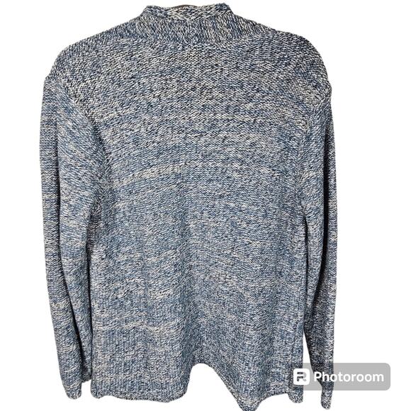 Pure Jill Heather Blue Knit Open Cardigan 100% Cotton Sweater with Pockets M - Picture 4 of 9
